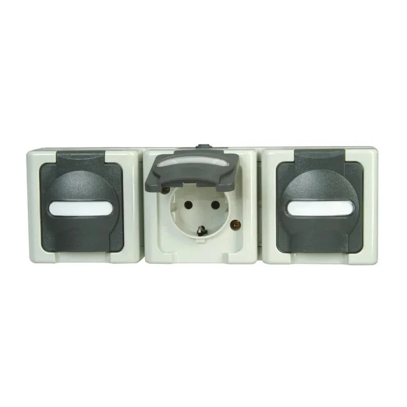 Kopp 16A Grey Protective Contact Plug Socket Surface Mount IP44 250V ac 1313.5600.5