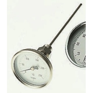 Jumo Bi-Metallic Dial Thermometer 80 mm Steel Case -20 to +40°C Measurement Range 608001/0180-628-018-10-000-46-01-150/000