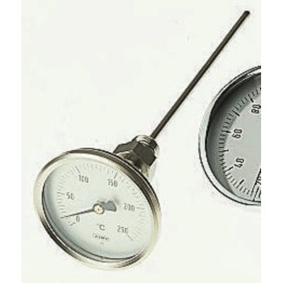 Jumo Bi-Metallic Dial Thermometer 80 mm Steel Case -20 to +40°C Measurement Range 608001/0180-628-018-10-000-46-01-150/000