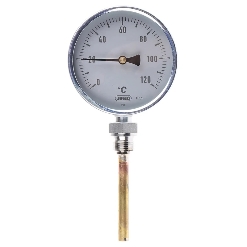 Jumo Dial Thermometer 120 °C 100mm Dial Size Galvanised Steel Case Germany 608001/1810-818-841-10-104-46-26-100/000