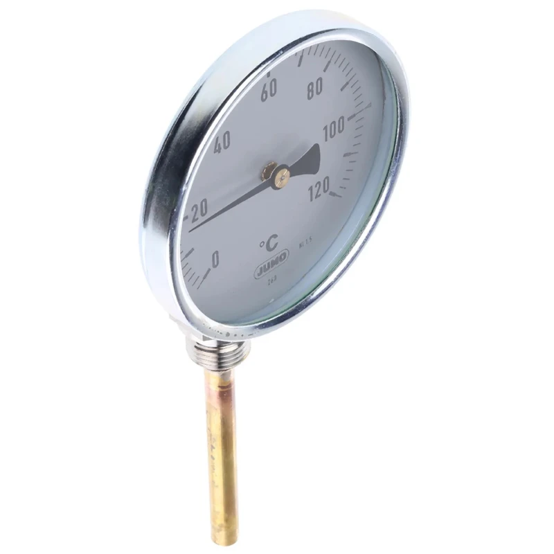 Jumo Dial Thermometer 120 °C 100mm Dial Size Galvanised Steel Case Germany 608001/1810-818-841-10-104-46-26-100/000