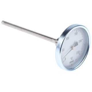Jumo Dial Thermometer 100mm Dial Size, Galvanised Steel Case, 250°C Maximum 608001/0110-834-841-10-104-26-26-200/000