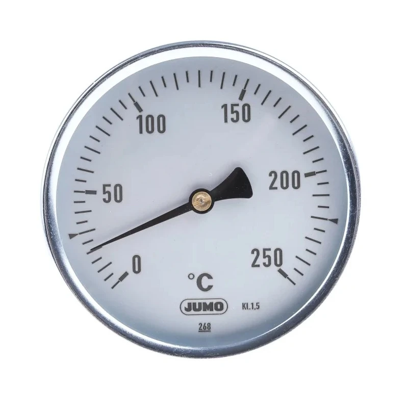 Jumo Dial Thermometer 100mm Dial Size, Galvanised Steel Case, 250°C Maximum 608001/0110-834-841-10-104-26-26-200/000