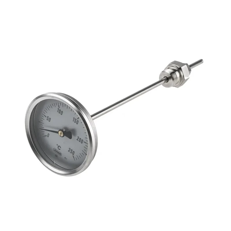 Jumo Bimetallic Dial Thermometer 80mm Stainless Steel Case 250°C Threaded Connection 608002/0180-834-847-6-104-26-26-200/000