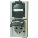 Kopp 16A Grey 2 Gang Surface Mount Plug Socket Indoor & Outdoor Type F 1314.5600.8
