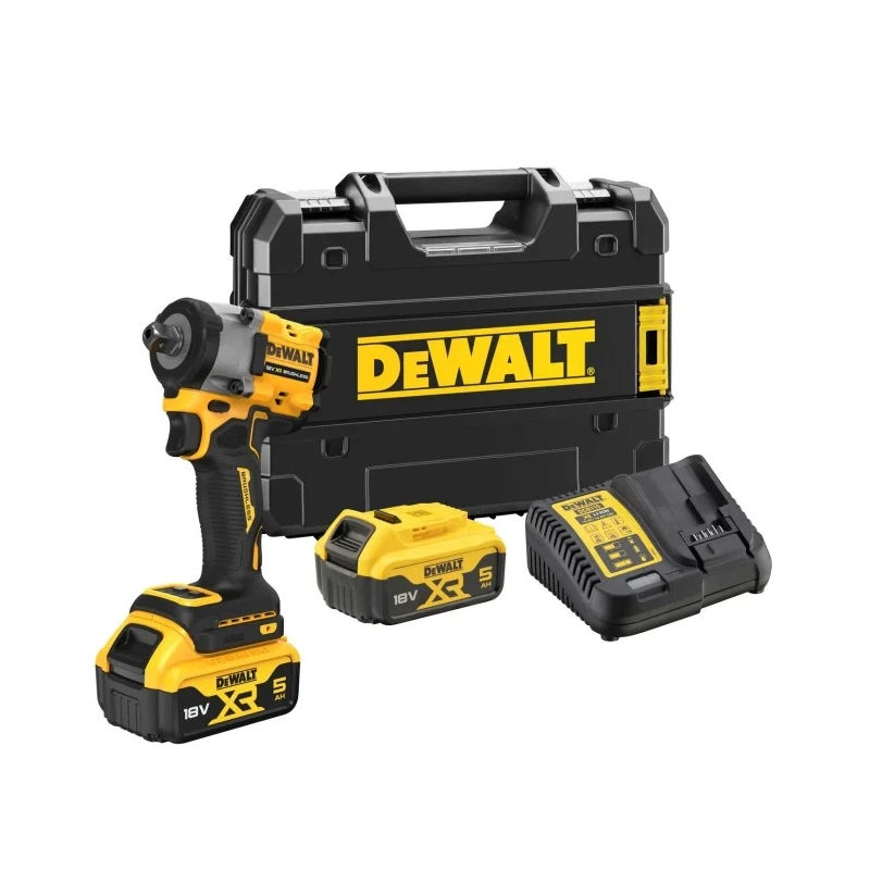 DeWALT 1/2 in Cordless Brushless Impact Wrench 18V 5 Ah Battery 406 Nm Torque 2500 RPM DCF922P2T-QW