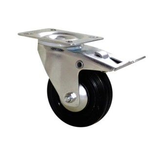 Guitel Hervieu Braked Swivel Castor 80 kg Capacity 80 mm Wheel Diameter Rubber 12755082