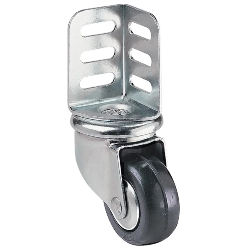 Guitel Hervieu Swivel Castor 50 mm Wheel Diameter, 50 kg Capacity, Rubber Wheel, Pressed Steel Frame, Model 366213