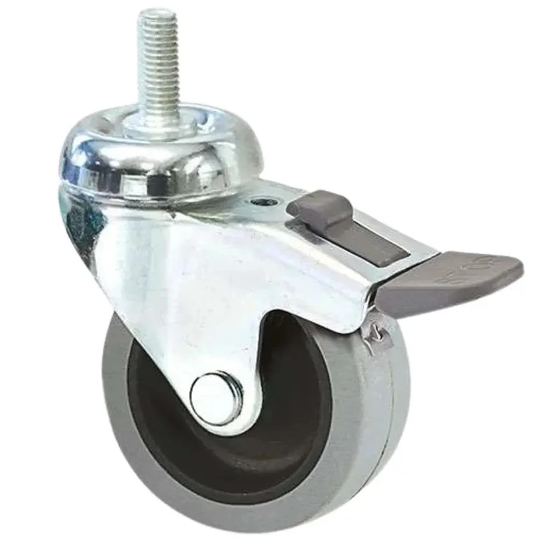 Guitel Hervieu Braked Swivel Castor 35 kg Load Capacity 50 mm Rubber Wheel CP1FD050-322L10