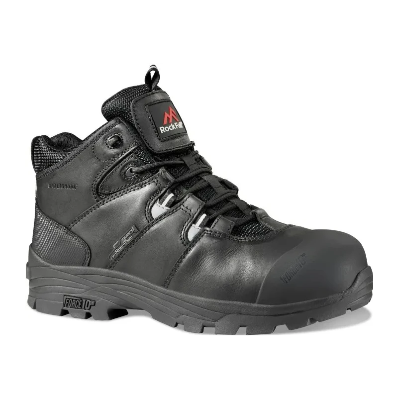 Rockfall Black Fibreglass Toe Capped Men's Waterproof Safety Boots Size UK 8, EU 42 TC3000