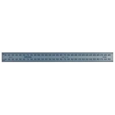 Mitutoyo 300 mm Steel Ruler Metric with UKAS Calibration, Satin Chrome Finish, Model 182-131