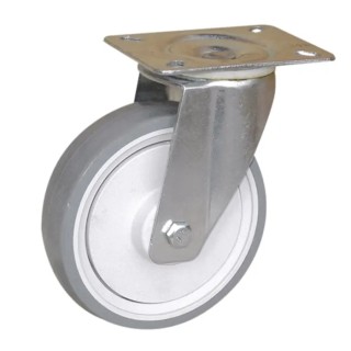 Guitel Hervieu Swivel Castor with 175 kg Load Capacity, 125 mm Thermoplastic Rubber Wheel, Pressed Steel Frame 372352