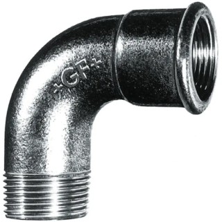 Georg Fischer Galvanised Malleable Iron Fitting 90° Elbow Male BSPT 3/4 in to Female BSPP 3/4 in 770011205