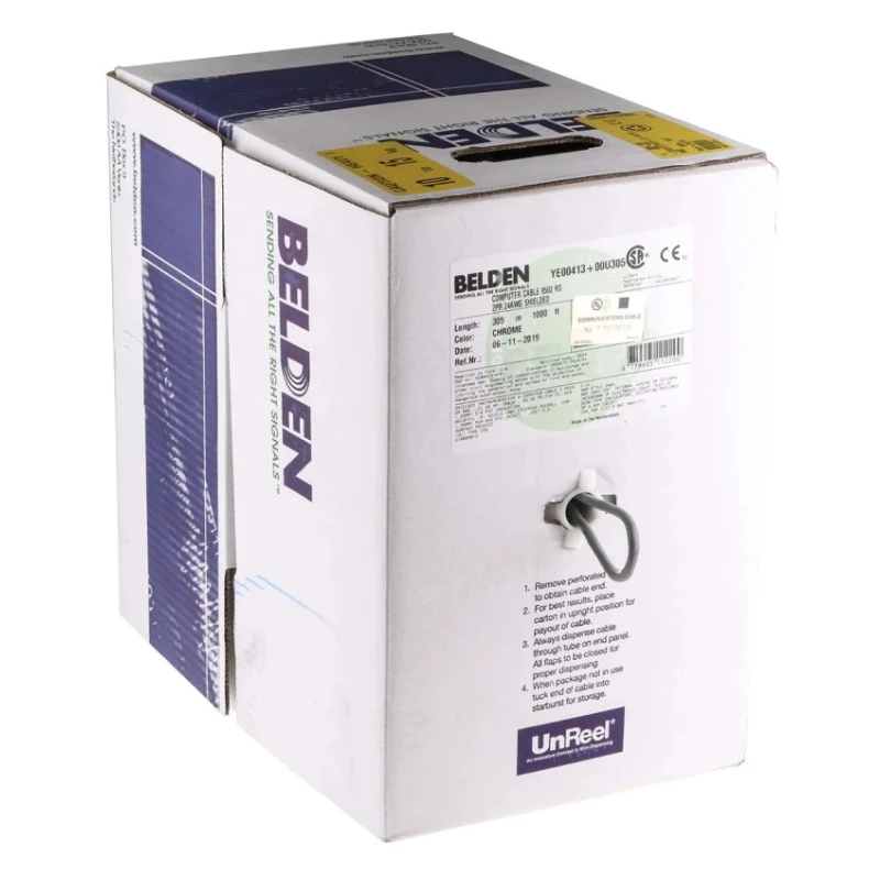 Belden 9502 Series Data Cable 2 Pairs 4 Cores 0.2 mm² 304 m Silver Sheath Polyvinyl Chloride 9502.00U305