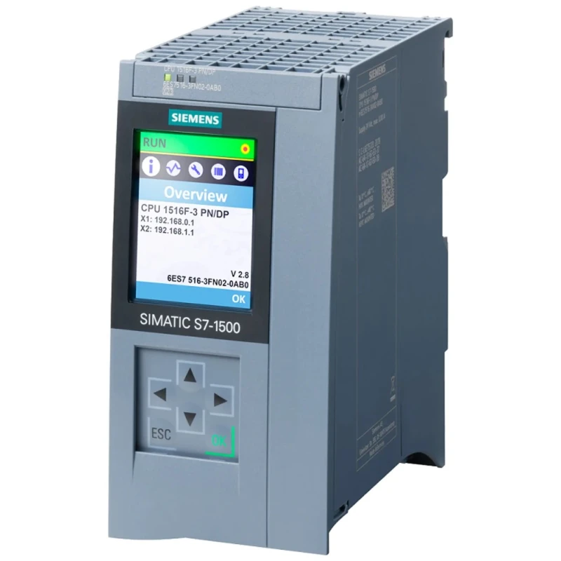 Siemens SIMATIC S7-1500F Series PLC CPU, 20 Digital Inputs, 20 Outputs, Profibus Profinet Interface 6ES7516-3FP03-0AB0