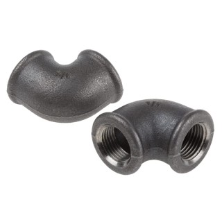 Georg Fischer Black Malleable Iron Fitting 90° Elbow Female G 1/2 in to Female BSPP 1/2 in 770090104