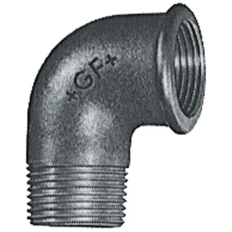 Georg Fischer Black Oxide Malleable Iron Fitting 90° Elbow Male BSPT 1/2 in to Female BSPP 1/2 in 770092104