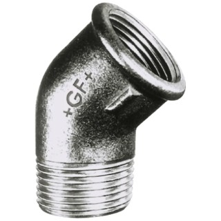 Georg Fischer Galvanised Malleable Iron Fitting 45° Elbow Male BSPT 1 in to Female BSPP 1 in 770121206