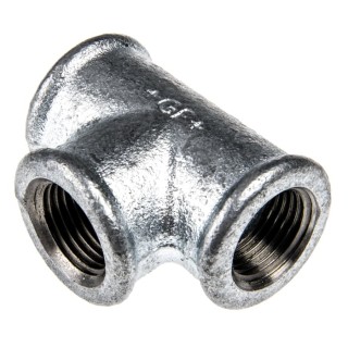 Georg Fischer Galvanised Malleable Iron Fitting Tee, Female G 1/2 in to Female BSPP 1/2 in to Female BSPP 1/2 in 770130204