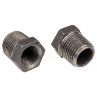 Georg Fischer Black Malleable Iron Fitting Straight Reducer Bush Male BSPT 1/2 in to Female BSPP 3/8 in 770241120