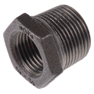 Georg Fischer Black Malleable Iron Fitting Straight Reducer Bush Male BSPT 3/4 in to Female BSPP 1/2 in 770241123
