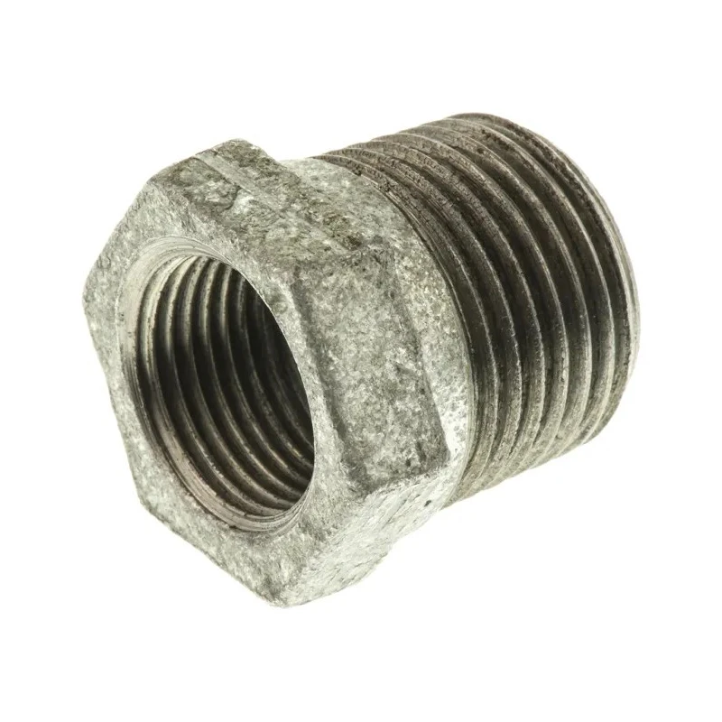 Georg Fischer Galvanised Malleable Iron Fitting Straight Reducer Bush Male BSPT 1/2 in to Female BSPP 3/8 in 770241220