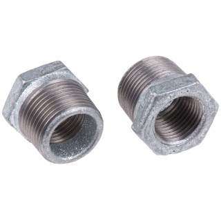 Georg Fischer Galvanised Malleable Iron Fitting Straight Reducer Bush Male BSPT 3/4 in to Female BSPP 1/2 in 770241223
