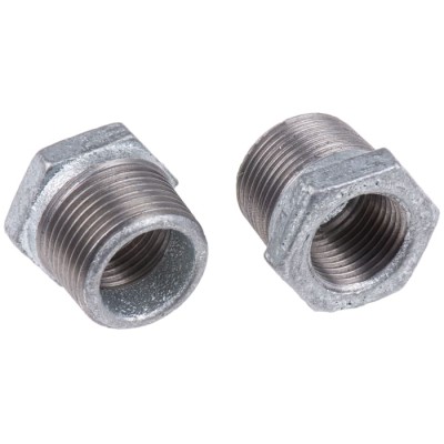 Georg Fischer Galvanised Malleable Iron Fitting Straight Reducer Bush Male BSPT 3/4 in to Female BSPP 1/2 in 770241223
