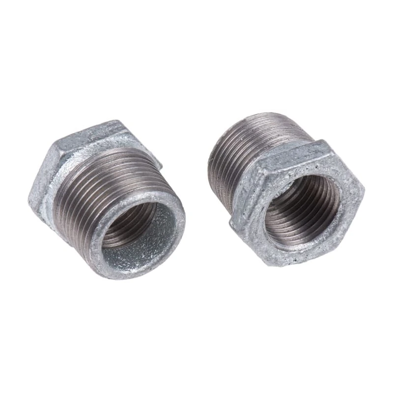 Georg Fischer Galvanised Malleable Iron Fitting Straight Reducer Bush Male BSPT 3/4 in to Female BSPP 1/2 in 770241223