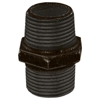 Georg Fischer Black Oxide Malleable Iron Fitting Nipple Male BSPT 1/4 in to Male British Standard 770280102