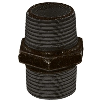 Georg Fischer Black Oxide Malleable Iron Fitting Nipple Male 1/2 in to Male 1/2 in 770280104