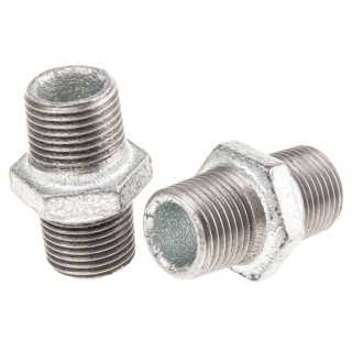 Georg Fischer Galvanised Malleable Iron Fitting Nipple Male BSPT 1/2 in to Male British Standard 770280204