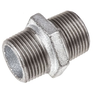 Georg Fischer Galvanised Malleable Iron Fitting Nipple Male BSPT 1 inch to Male British Standard Parallel 770280206