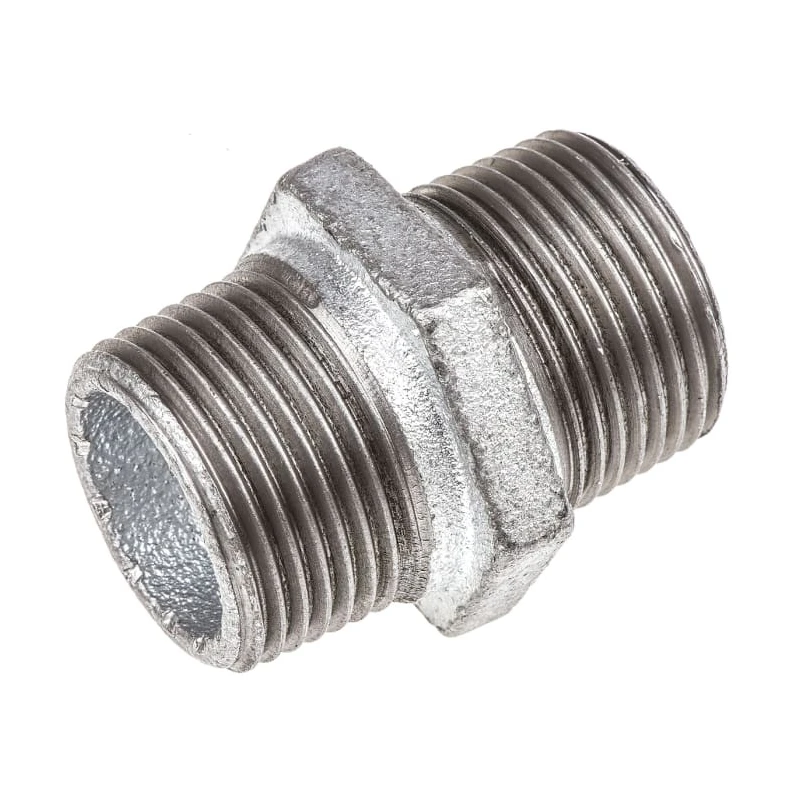 Georg Fischer Galvanised Malleable Iron Fitting Nipple Male BSPT 1 inch to Male British Standard Parallel 770280206
