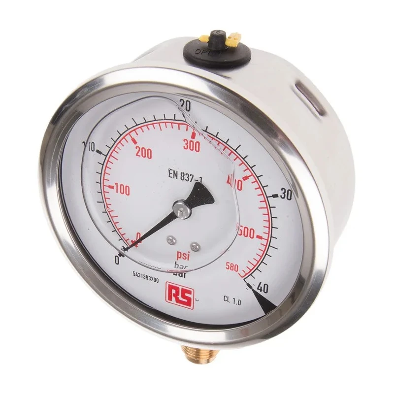 WIKA 100 mm G 3/8 Pressure Gauge 40 bar Stainless Steel Case Bottom Entry 60°C 7075601