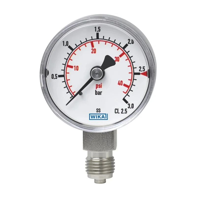 WIKA 100 mm Male Pressure Gauge Stainless Steel Case, Copper Alloy Connection, 400 bar 7075651