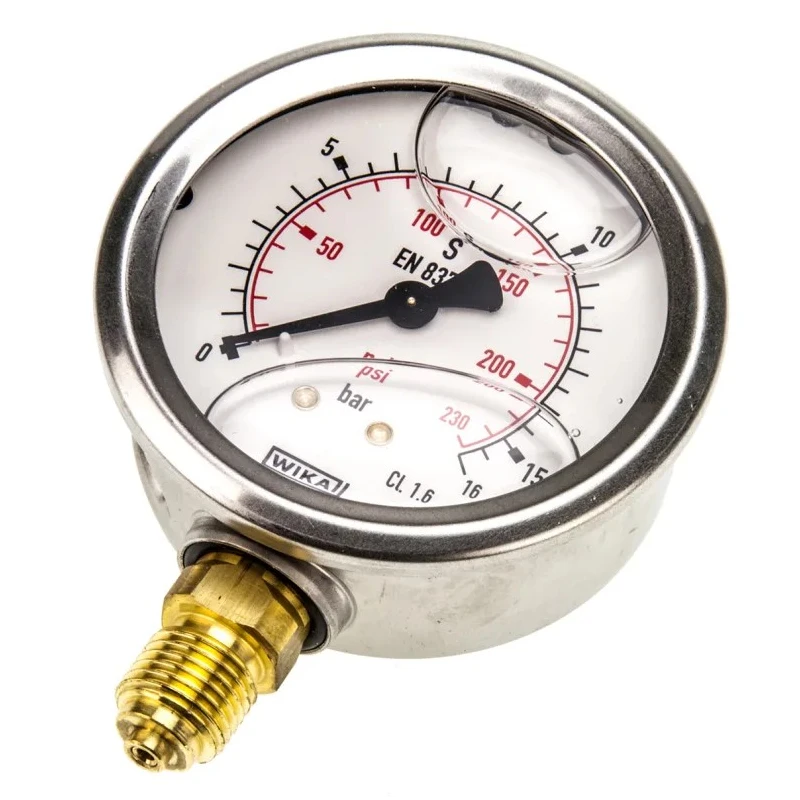 WIKA Stainless Steel 63 mm Diameter G 1/4 Male Pressure Gauge 16 bar 7075741