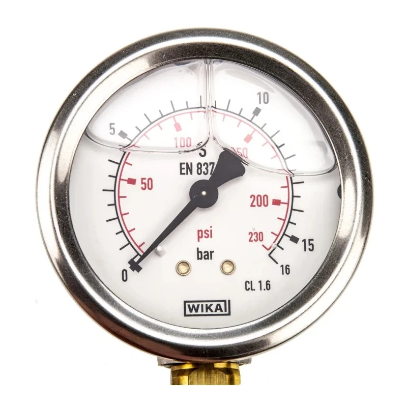 WIKA Stainless Steel 63 mm Diameter G 1/4 Male Pressure Gauge 16 bar 7075741