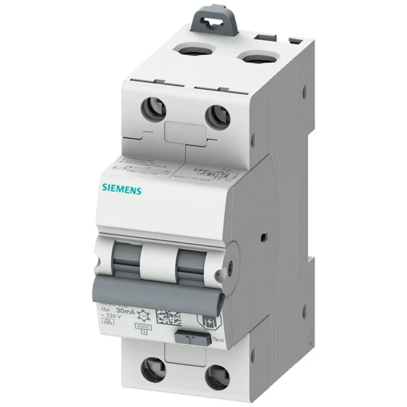 Siemens Residual Current Circuit Breaker with Overload Protection, 10A Current Rating, 2-Pole, 30 mA Trip 5SU1326-7FP10