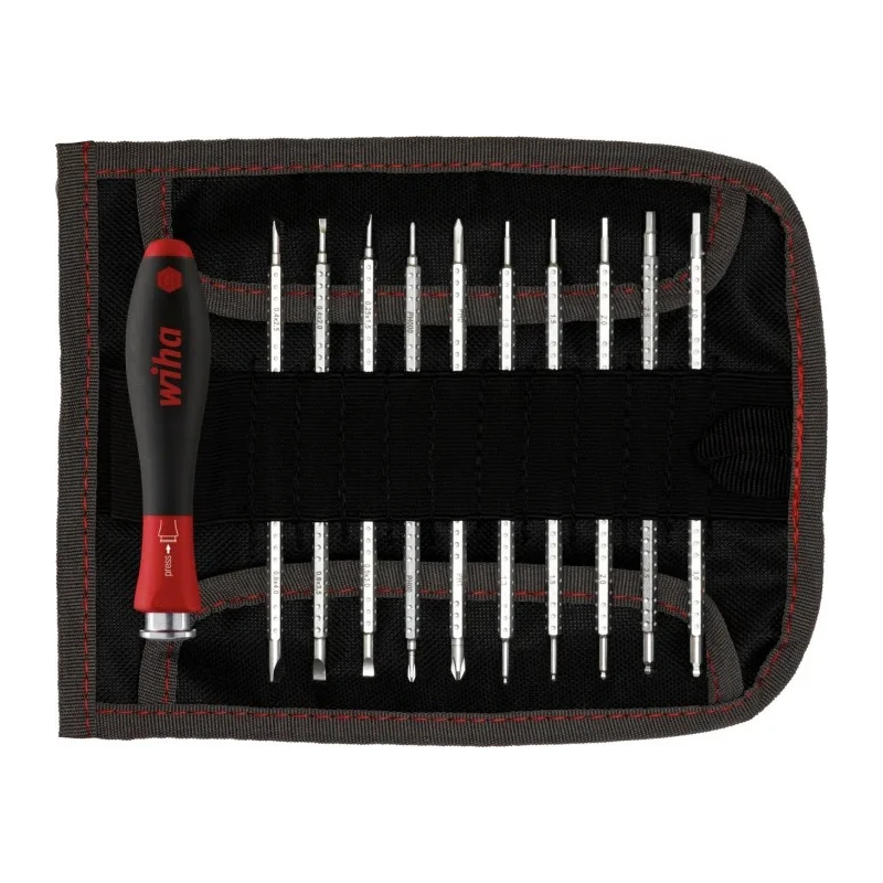 Wiha Interchangeable Standard Screwdriver Set 12-Piece 00610 Germany 4 Adjustable Blades Chrome-Vanadium-Molybdenum Steel