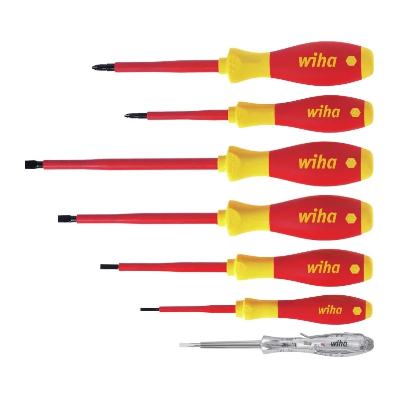 Wiha Phillips, Slotted Soft Finish Electric Screwdriver Set 7-Piece 1000 V AC 834