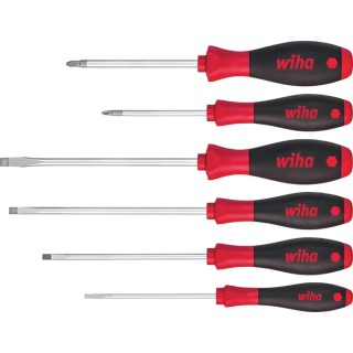 Wiha Pozidriv Standard Screwdriver Set 6-Piece 7153, Ergonomic SoftFinish Handles, Germany
