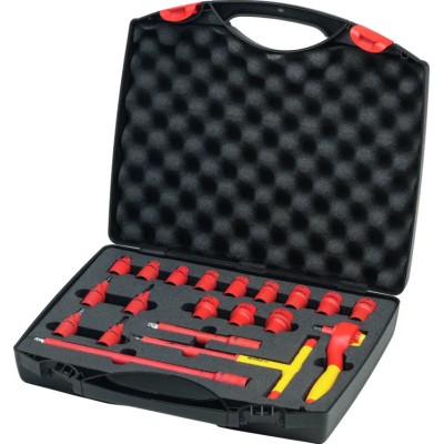 Wiha 21-Piece 3/8 in Hexagon Ratchet Wrench & Bit Set Insulated VDE 1000V Approved 43023