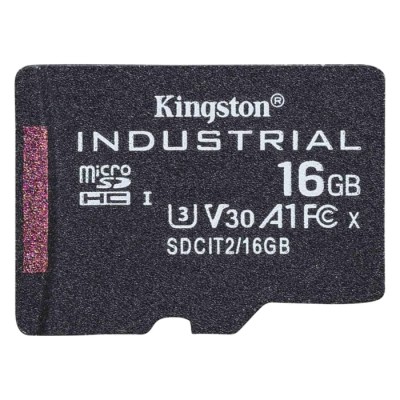 Kingston 16 GB Industrial Grade MicroSDHC MicroSD Card Class 10 U3 A1 UHS-I SDCIT2/16GBSP