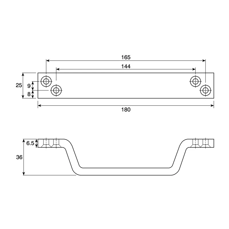 Steinbach & Vollman Aluminium Carrying Handle Anodised Silver Screw Fixing 180mm Width 36mm Height 825-578