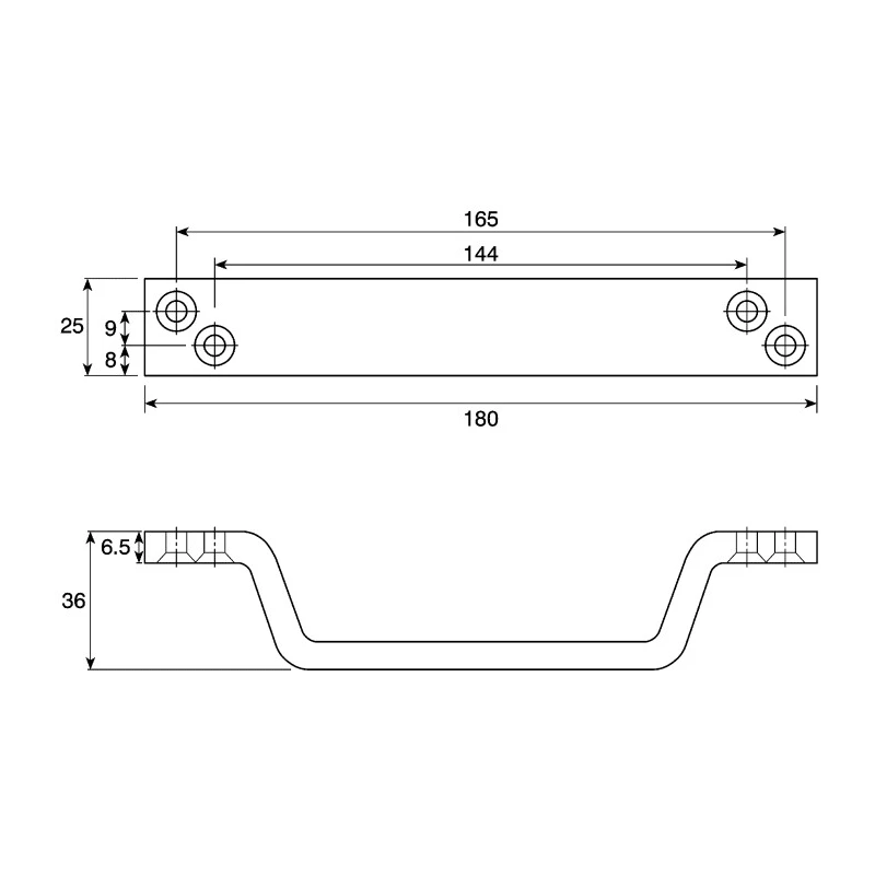 Steinbach & Vollman Aluminium Carrying Handle Anodised Silver Screw Fixing 180mm Width 36mm Height 825-578