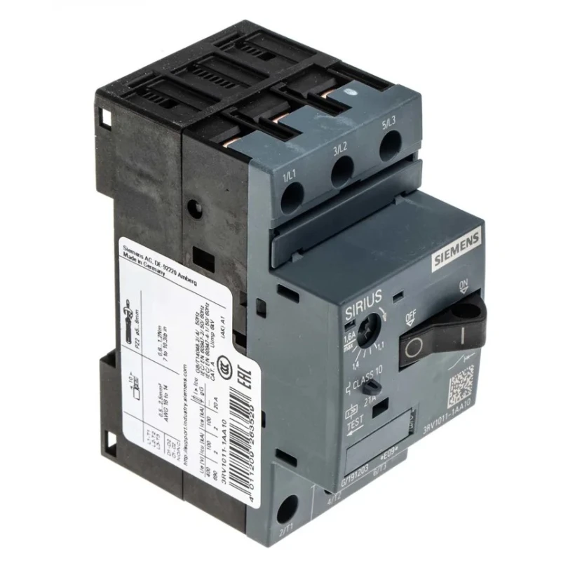 Siemens Motor Protection Circuit Breaker 1.1-1.6A, 690V AC, 3 Poles, IP20, -20°C to 60°C 3RV1011-1AA10