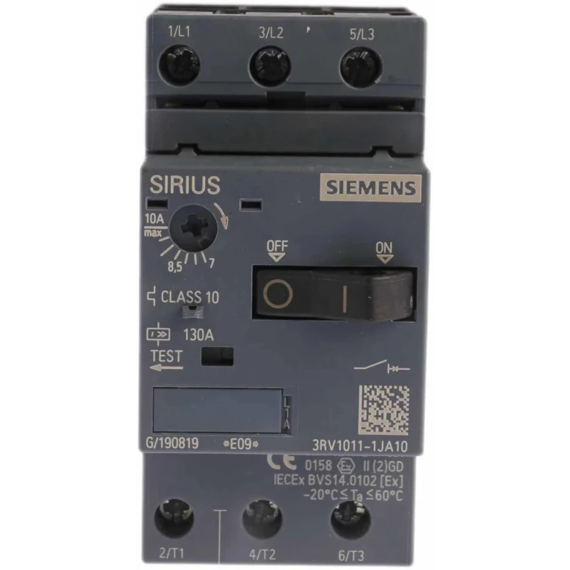 Siemens 10A 3RV1 Motor Protection Circuit Breaker, 690V Supply Voltage, IP20, 3 Poles, -20 °C to 60 °C 3RV1011-1JA10