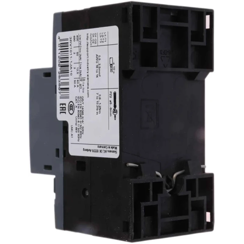 Siemens 10A 3RV1 Motor Protection Circuit Breaker, 690V Supply Voltage, IP20, 3 Poles, -20 °C to 60 °C 3RV1011-1JA10