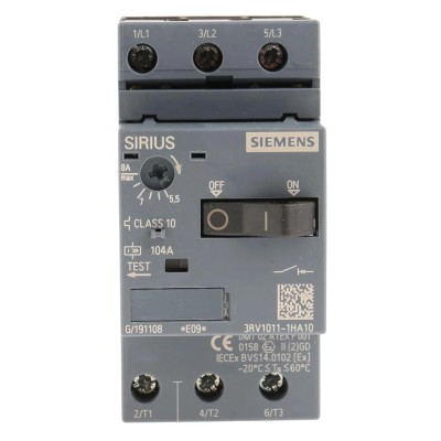 Siemens Motor Protection Circuit Breaker 5.5–8 A, 690V, IP20, 3 Poles, -20°C to 60°C 3RV1011-1HA10
